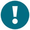 Blue circle with black exclamation point