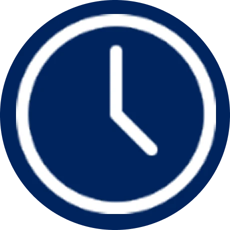 White clock symbol on dark blue