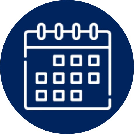 Calendar icon on blue circle background